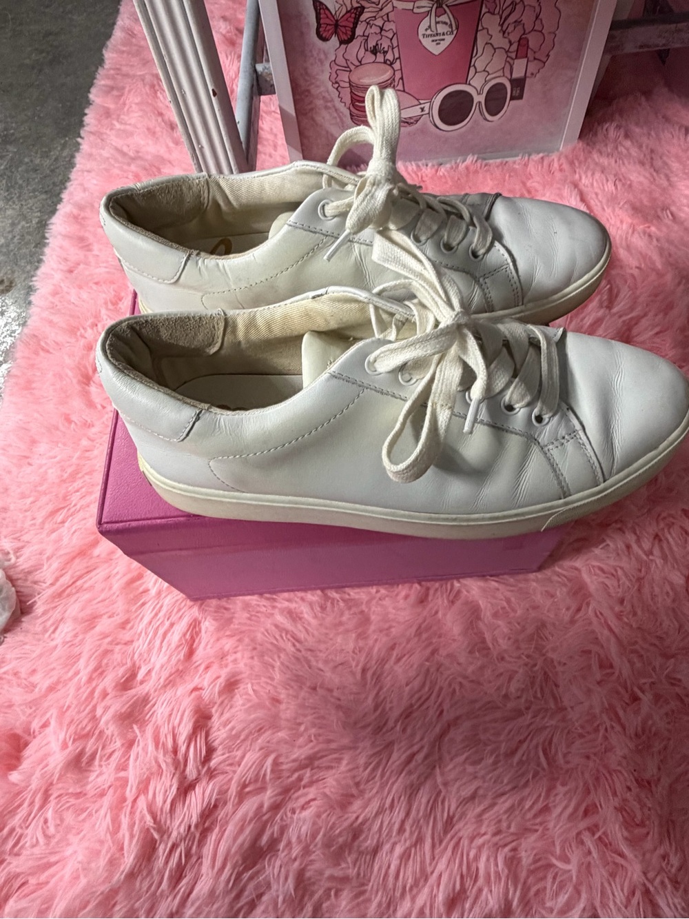 Sam Edelman White Leather Lace-Up Sneakers